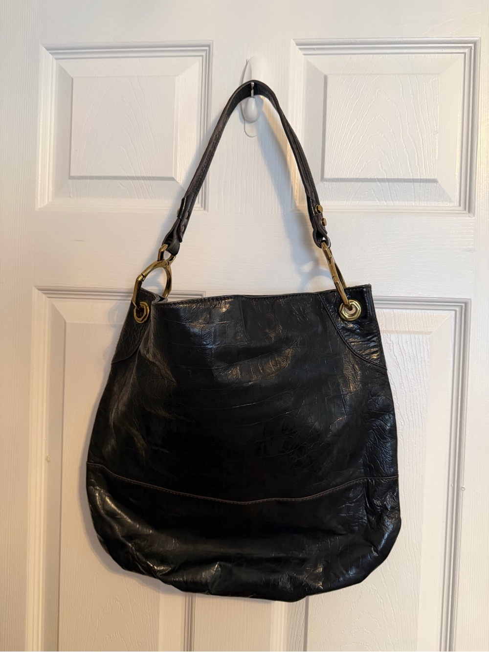 orYANY Black Leather Shoulder Hobo with Gold Hardware